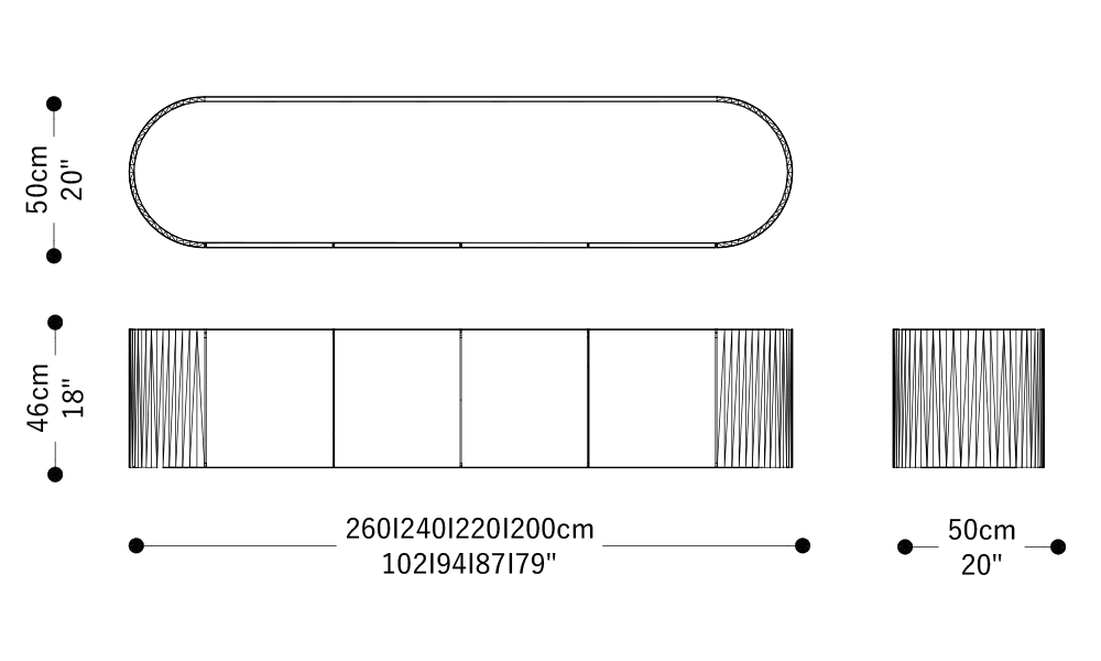 Imagem das dimensões completas do produto
